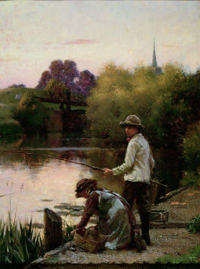 Ein Durcheinander, Fluss Severn Schleuse, bei Worcester von William Teulon Blandford Fletcher